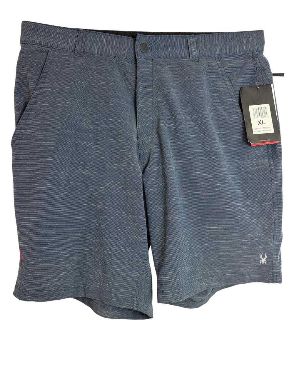 Spyder Shorts Mens XL Blue Stripe Stretch Quick Dry Lined 9 Inseam UV Casual